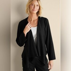 Soft Surroundings Women’s Alicante Linen Blend Topper Blazer Size Medium Black